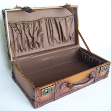 Custom decent vintage treated PU covering wooden frame display suitcase